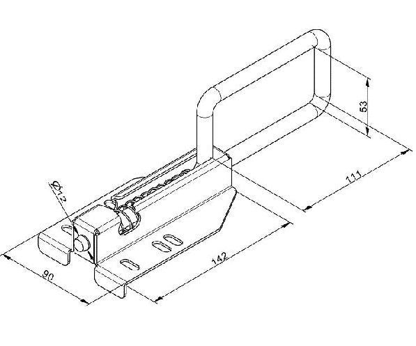 Sliding bolt with narrow base plate