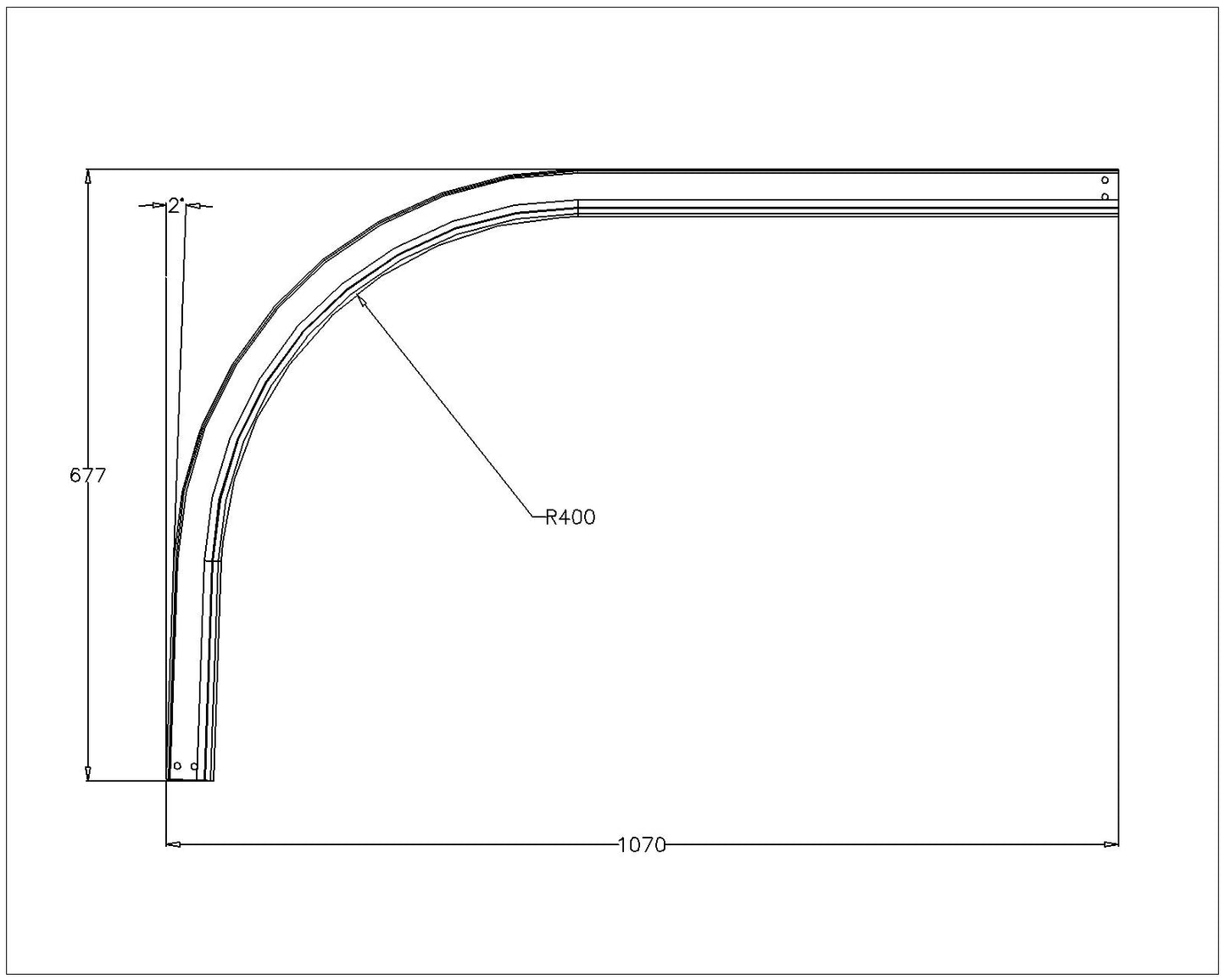 Railbocht RVS 2 inch (radius 380 mm)