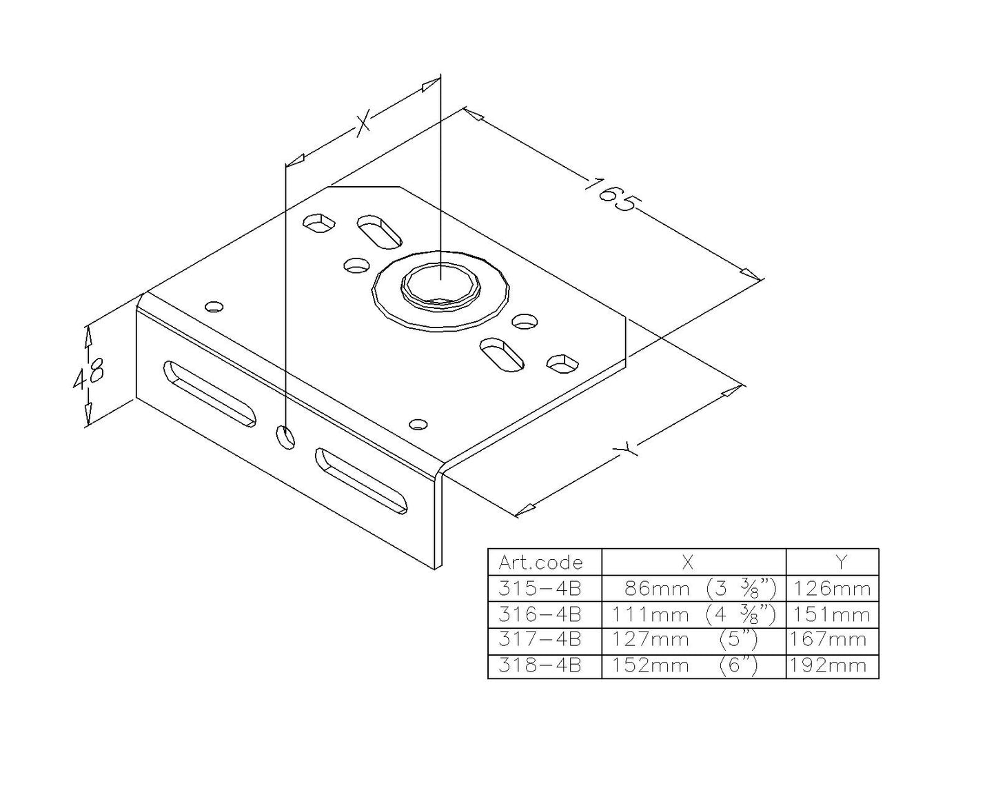 Mittellagerplatte, 1 Zoll, 86 mm