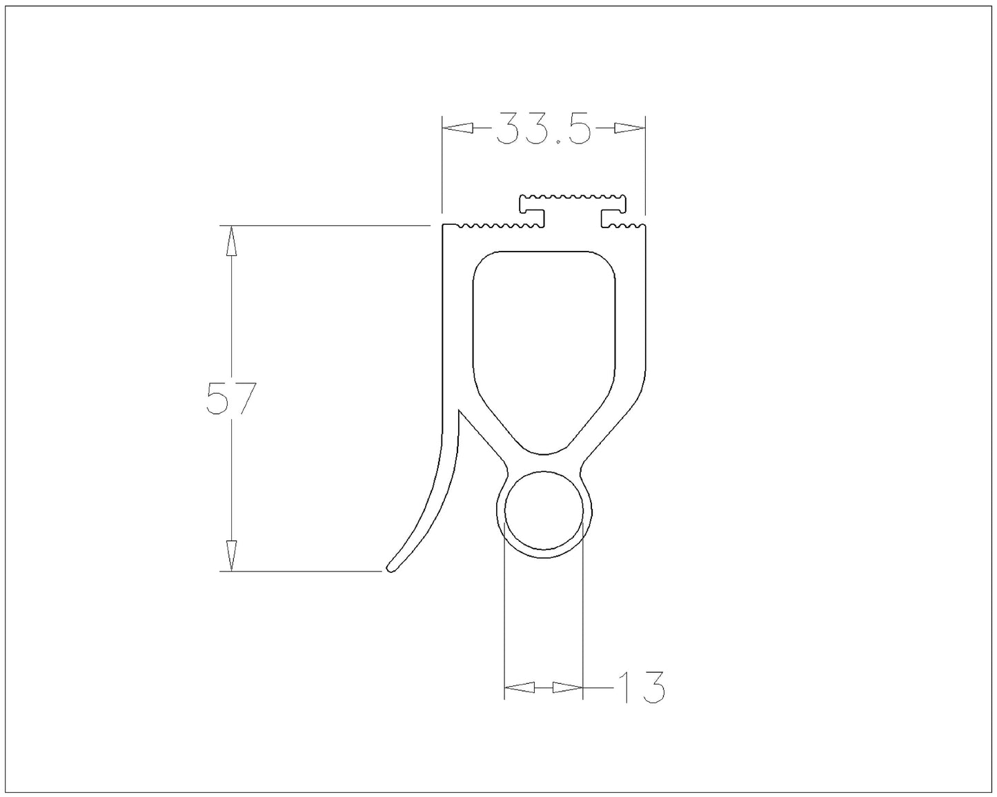 Bodemrubber voor optische onderloopbeveiliging (55 mm)