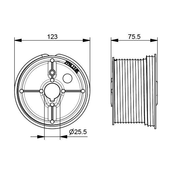 Kabeltrommel NS, H=4003 mm, 1 inch asgat