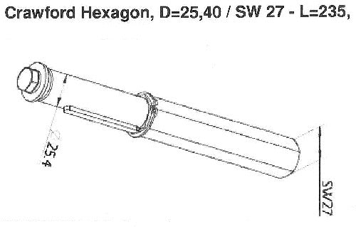 Reducer shaft hexagon/six to 1 inch (SW 27) fits Crawford doors